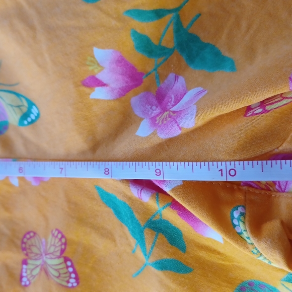 Pappagallo tangerine orange petite with butterflies and flowers side zipper - Picture 9 of 10